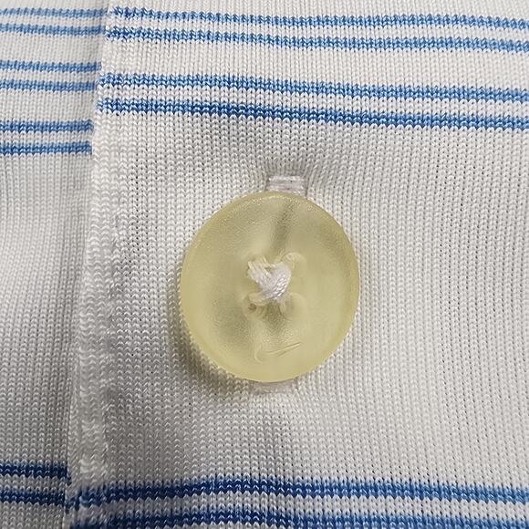 Nike Golf Shirt Mens XL White Blue Striped Active Tour Performance Polo Seaview - Picture 13 of 16